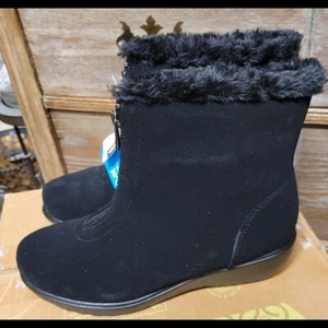 Rugged Outback Black Ankle Boots Booties Fur Lined Thermolite Waterproof Warm 7 - Picture 1 of 3
