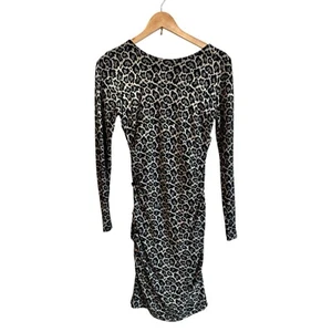 Body donna Nicole Miller vintage leopardato stampa animalier manica lunga maglia taglia - Foto 1 di 15