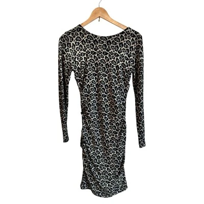 Nicole Miller Vintage Leopardo Estampado Animal Manga Larga Tejido Bodycon Mujer Talla Foto 1 de 4
