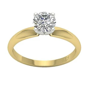 Genuine Real Diamond Solitaire Anniversary Ring 0.80 Ct 14K Solid Gold Size 4-12 - Picture 1 of 6