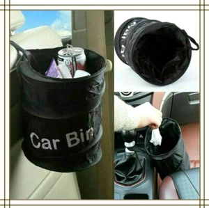 UK Portable Collapsible Car Bin Can Pop-up Leak Proof Trash Litter Basket Black - Picture 1 of 8