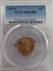 Bu Red Gem 1947-S Lincoln Wheat Penny Cent Pcgs Ms66rd. #39