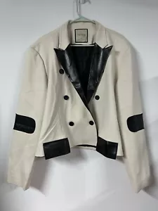 ORTTU Couture High Fashion Blazer Rider Jacket Ivory Black Size XXL - Picture 1 of 14