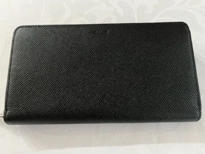 Nuevo En Caja Cartera Bally Mujer Cuero Negro Cremallera Alrededor con Etiqueta Foto 1 de 4