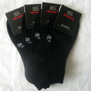 4 Pair Men's Sneaker Socks Cotton with Spandex Black and White 47 To 54