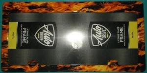 LICENSE PLATE VANITY FRAME RED BLACK ORANGE FLAME METAL AUTO DRIVE NEW AUTO - Picture 1 of 5
