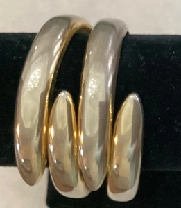 Brazalete Brazalete Bisagras Abrazadera Bypass Oro Ancho Estilo Años 80 De Colección 2" Diámetro - Imagen 1 de 3