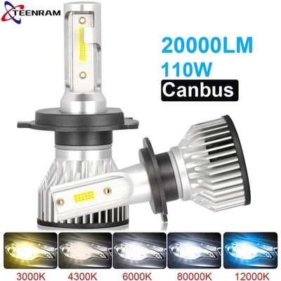 H4 Canbus LED Headlight Bulbs HB4 Turbo Headlamps 6000K White 12V Car Fog Lights - Image 1 of 4