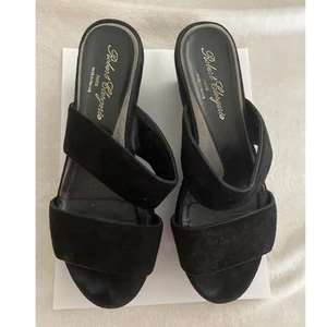 ROBERT CLERGERIE Clergerie Frazzia Platform Slides Size 39 Black Suede Leather - Picture 1 of 8