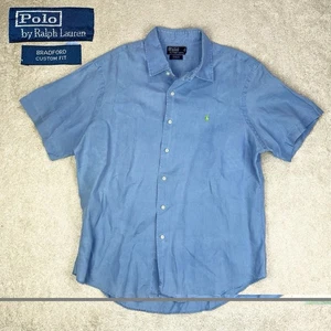POLO Ralph Lauren Herren Hemd Bradford Custom Fit Leinen himmelblau geknöpft XL - Bild 1 von 13