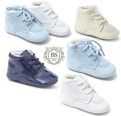 Carols Sevva Baby Boys Spanish Patent Soft Sole Shoes Boots.Cream,Blue, 🔥🔥🔥
