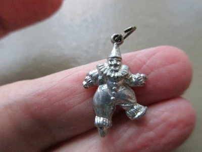 COLLAR PULSERA COLGANTE VINTAGE TONO PLATA MUÑECA PIERROT ANTIGUA PAYASO LLAVERO ENCANTO Foto 1 de 2