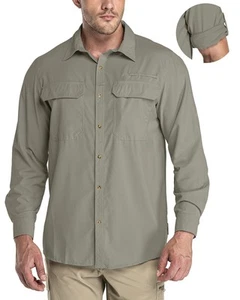 ,Men's Long Sleeve Sun Protection Shirt UPF 50+ UV Quick Dry Cooling Fishing ... - Picture 1 of 8