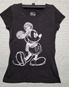 Disney Kinder Mickey Mouse Kreide Skizze Grafik T-Shirt Medium 6-7 schwarz - Bild 1 von 7