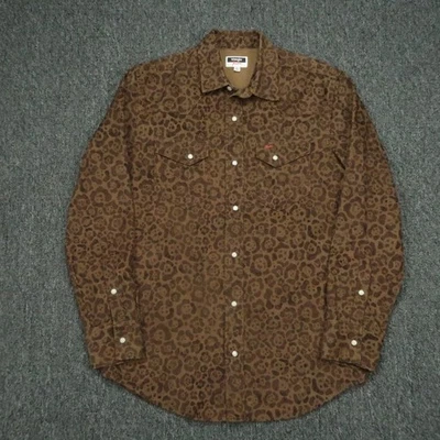 Camisa Wrangler X Fender Mujer Mediana Marrón Leopardo Pana Perla Snap Western Foto 1 de 4