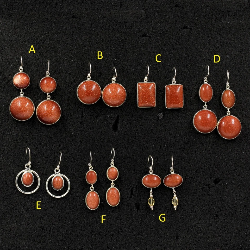 Orecchini in argento sterling 925 creati in laboratorio con pietre del sole... - Immagine 1 di 1