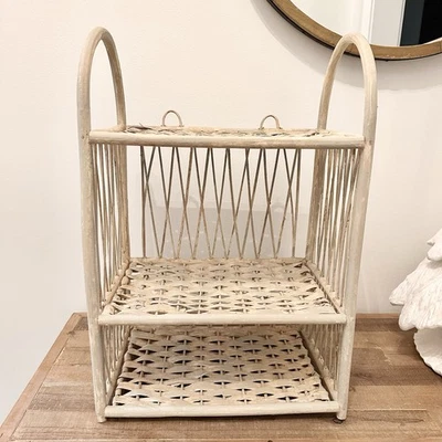 Estante de pared vintage de mimbre lavado tostado ratán 3 niveles cesta colgante estante decoración Foto 1 de 4