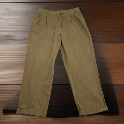 Pantalones de vestir para hombre Claiborne talla 34 x 29 beige pata de gallo plisados frente gamuza Foto 1 de 4