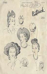 1940s Vintage Sewing Pattern HAT S21 1/2" (R128) - Picture 1 of 1