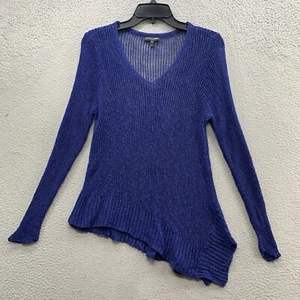 Eileen Fisher Women’s Size PL Blue Linen Blend Asymmetric Lagenlook Sweater Top - Picture 1 of 12