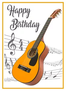 ACOUSTIC GUITAR MUSIC QUALITY GLOSSY BIRTHDAY CARD 8"x6" FREE POST 1ST CLASS - Picture 1 of 2