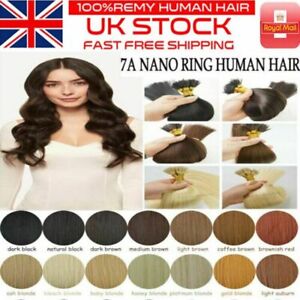 14"-24" 1g 7A* Nano Ring Tip Bead Double Drawn HALO Remy Human Hair Extensions