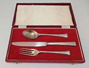 James Ryals 3 Piece EPNS Vintage Childs Cutlery Set in Original Case