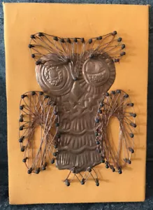 1970s Vintage Owl Nail Wire Mission Folk Decor Artisan Copper Handmade Boho - Picture 1 of 3