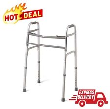 Medline Bariatric Two-button Folding Walker Silver Aluminum MDS86410XW