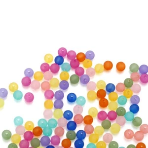 DIY Bracelet Bead Kit Matte Round Beads Vibrant Assorted Colors 100 pcs - Picture 1 of 9