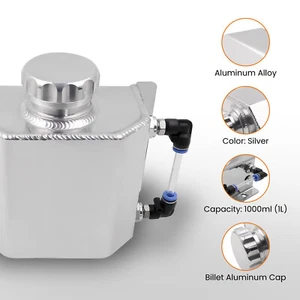 1 litre Silver Aluminum Radiator Coolant Overflow Bottle Recovery Water Tank new - Picture 1 of 15