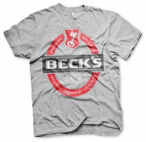 BECK´S Becks Vintage Logo Bier Brauerei Bremen Est 1873 Männer Men T-Shirt Grau - Picture 1 of 2