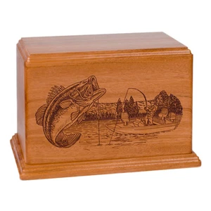 Holz Urne zur Einäscherung Erwachsene (Holzurnen) - Mahagoni Bootsangeln - Bild 1 von 1