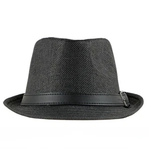 Hombres Unisex Paja Trilby Fedora Sombrero Gorra Ala Corta Panamá Jazz Verano Retro - Imagen 1 de 17