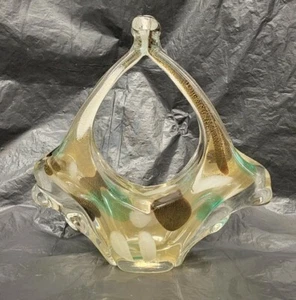 Murano Glass Gold Flake Basket - Picture 1 of 11