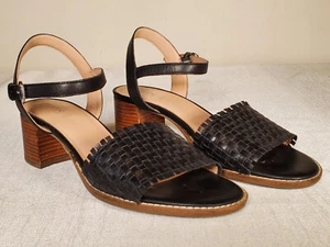 EUC GEOX Sozy Mid Sandals Black Leather D15NRA Slingback Comfort Women's US 8.5 - Picture 1 of 13