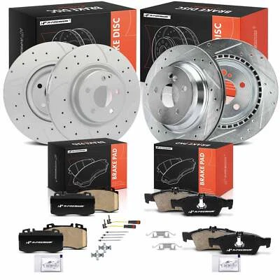 12x Rotores de freno perforados y pastillas de freno de cerámica delanteras y traseras para Mercedes-Benz E550 Foto 1 de 4