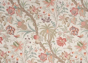 COWTAN & TOUT CURTAIN FABRIC DESIGN Arabella 4.1 METRES CORAL/SAND LINEN BLEND - Picture 1 of 10