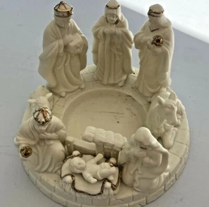 "Portacandele Presepe di Natale Vintage Ceramica Ceramica Bambino Gesù 7" - Foto 1 di 11