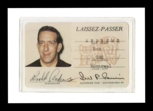 1969 GREY CUP FOOTBALL RON ANDREWS PHOTO ID PRESS PASS AUTOGRAPHED MONTREAL RARE - Picture 1 of 2