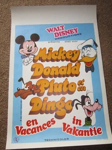 MICKEY DONALD PLUTO GOOFY #1 poster film ROTOLATO 14x21 Walt Disney belga - Foto 1 di 1