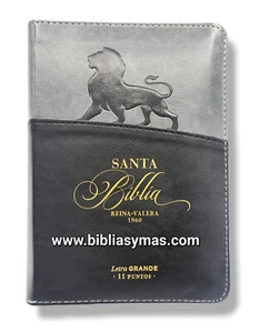 Biblia RV60 Juvenil letra grande 11 puntos Negro Leon Indices "Personalizada" - Foto 1 di 10