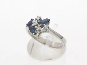 Größe 55 Ring 585 GOLD 14 Karat Weißgold Saphir bague Goldring Diamant G2916/23 - Bild 1 von 6
