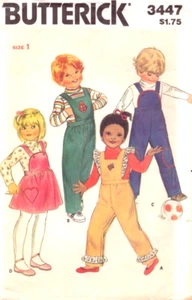 Butterick 3447- Toddlers  Bibbed Overalls & Jumper ~Elasticized Waistband Size 1 - Picture 1 of 5
