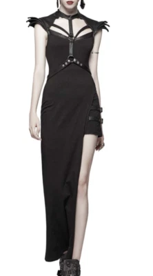 punk rave diesel dress goth Killstar dolls kill buckle faux leather hell bunny - Image 1 of 4