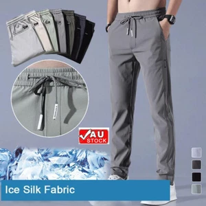 Men Stretch Track Pants Track Suit Pants Casual Elastic Waist Jogger Sweatpant - Picture 1 of 14