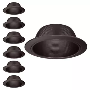 6-inch Recessed Can Light Trim with Oil Rubbed Bronze Step Baffle, Pack of 6 - Picture 1 of 7