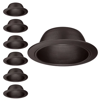 TORCHSTAR 6-inch Recessed Can Light Trim with Oil Rubbed Bronze Step Baffle, Pack of 6