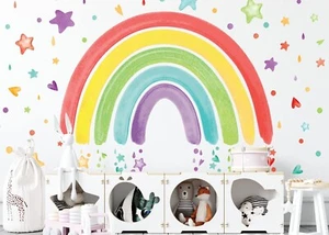 PapaKit Large Rainbow WatercolorWall Decal Kit~Vinyl Stickers~Nursery~Baby~Child - Picture 1 of 5