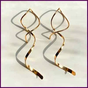 2025 Neu Spirale Einfädler Ohrringe 14K Gold Farbe Helix Ohrringe Gebogen Hänger - Bild 1 von 26